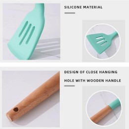 Set 12 Utensilios Cocina Silicona Resistente Calor Turquesa