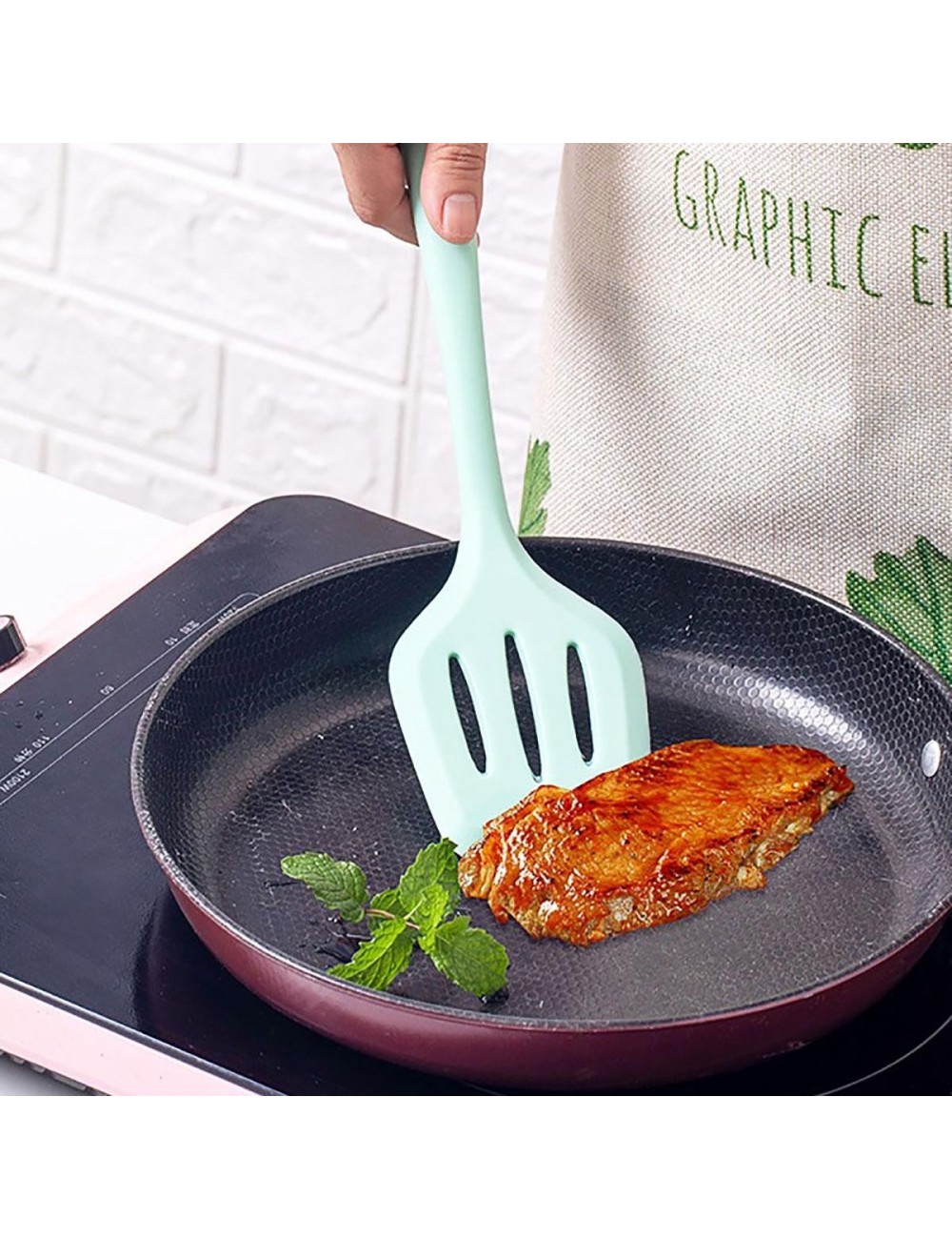 Set 12 Utensilios Cocina Silicona Resistente Calor Turquesa