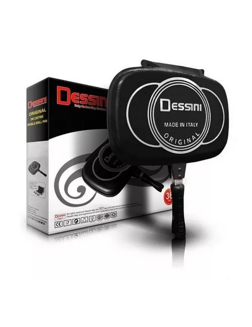Sartén Doble Parrilla 36 Cms Antiadherente Dessini Italiana