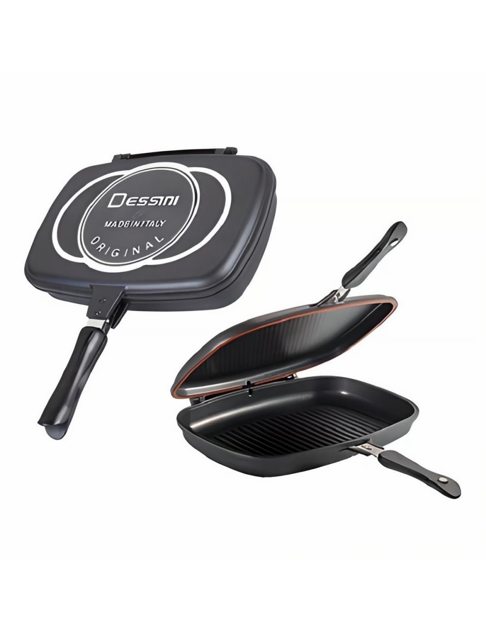 Sartén Doble Parrilla 36 Cms Antiadherente Dessini Italiana