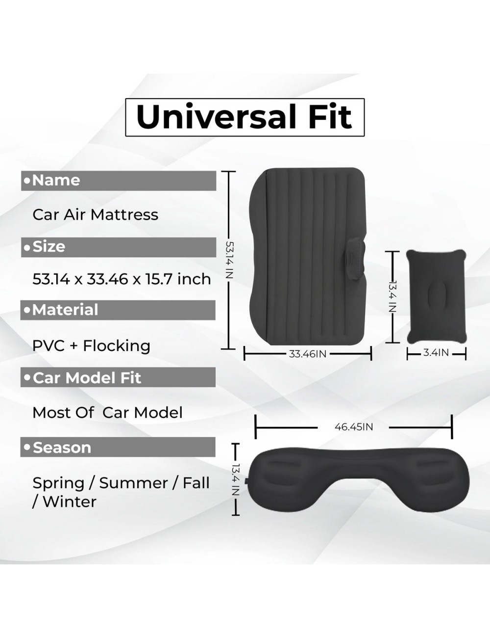Colchon Inflable Carro Automovil Cama De Aire Cojin Viaje