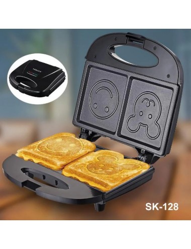 Sandwichera Tostadora Waflera Sk-128 Figuras Antiadherente
