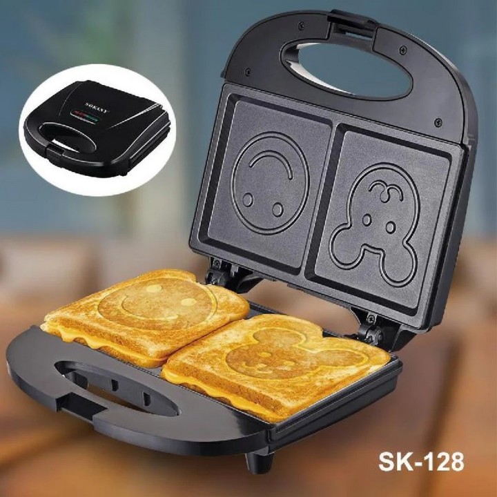 Sandwichera Tostadora Waflera Sk-128 Figuras Antiadherente