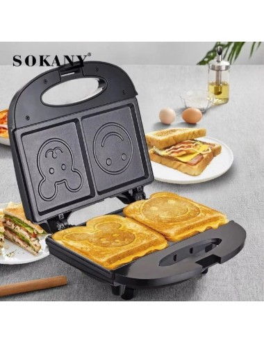 Sandwichera Tostadora Waflera Sk-128 Figuras Antiadherente