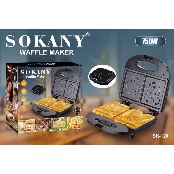 Sandwichera Tostadora Waflera Sk-128 Figuras Antiadherente