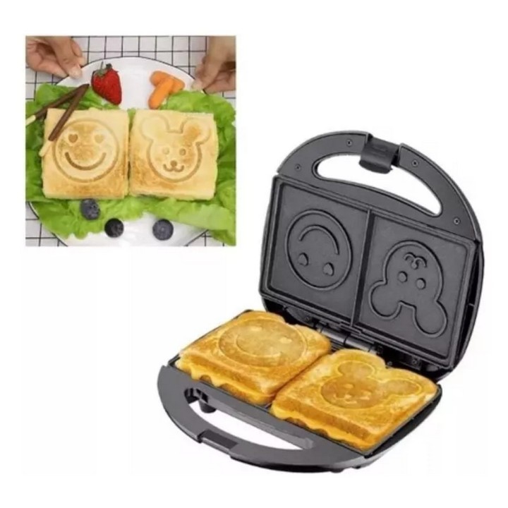 Sandwichera Tostadora Waflera Sk-128 Figuras Antiadherente