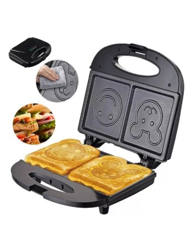 Sandwichera Tostadora Waflera Sk-128 Figuras Antiadherente