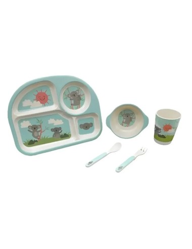 Set Vajilla Platos Cubiertos Koala Bebe Infantil X 5pc