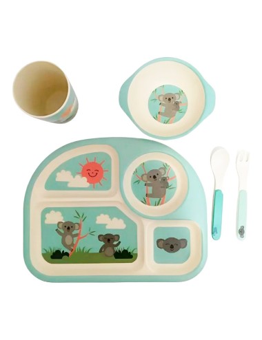 Set Vajilla Platos Cubiertos Koala Bebe Infantil X 5pc