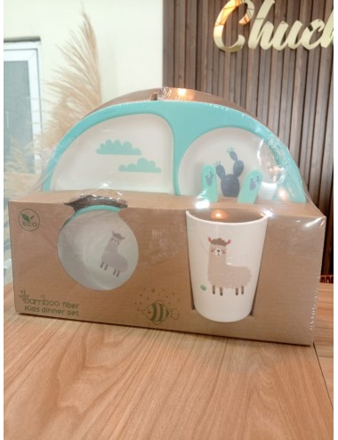 Set Vajilla Platos Cubiertos Llama Bebe Infantil X 5pc