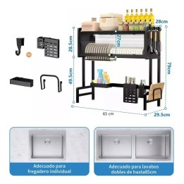 Organizador Y Escurridor Platos Loza Con Tapa 65 Cm