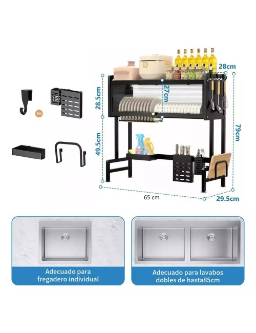 Organizador Y Escurridor Platos Loza Con Tapa 65 Cm