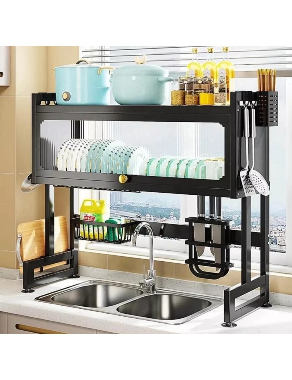 Organizador Y Escurridor Platos Loza Con Tapa 65 Cm