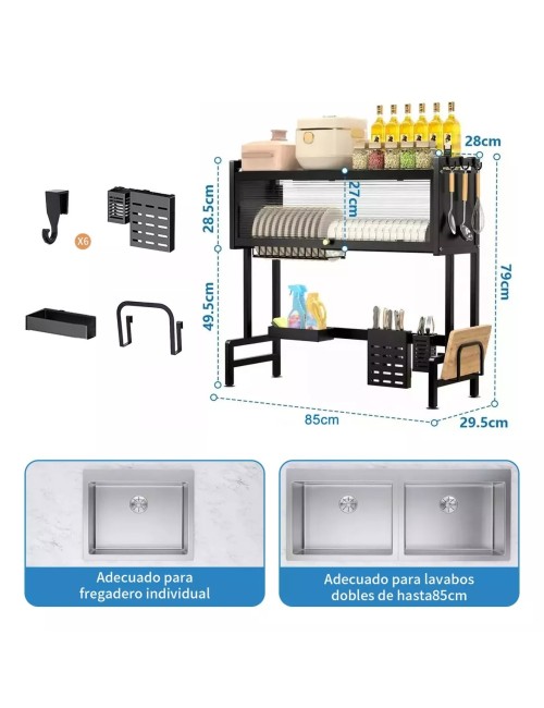 Organizador Y Escurridor Platos Loza Con Tapa 85 Cm