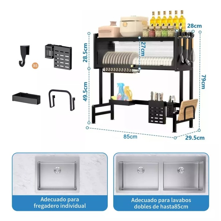 Organizador Y Escurridor Platos Loza Con Tapa 85 Cm