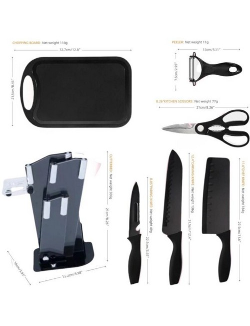 Set De Cuchillos Utensilios Cubiertos Tablas Cortar Cocina