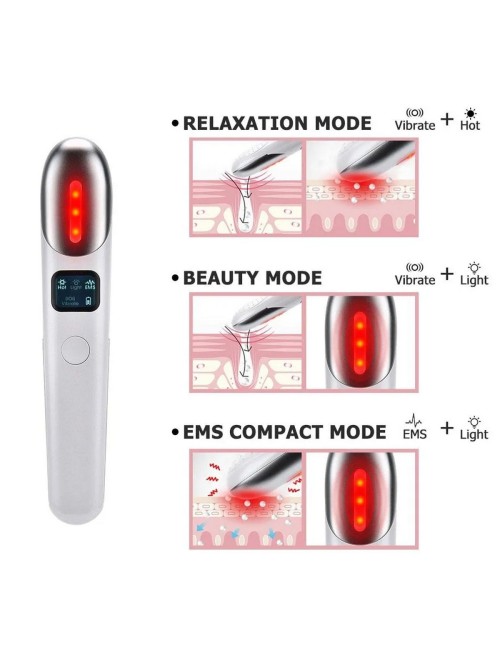 Masajeador Zona Ojos Disimular Ojeras Terapia Luz Vibrador
