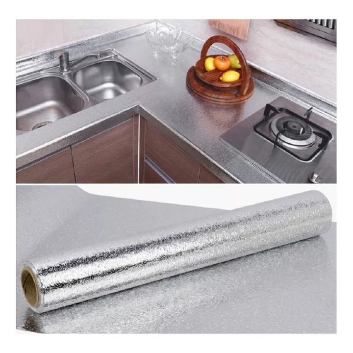 Adhesivo Vinilo Cocina Aluminio Impermeable Removible 3 Met