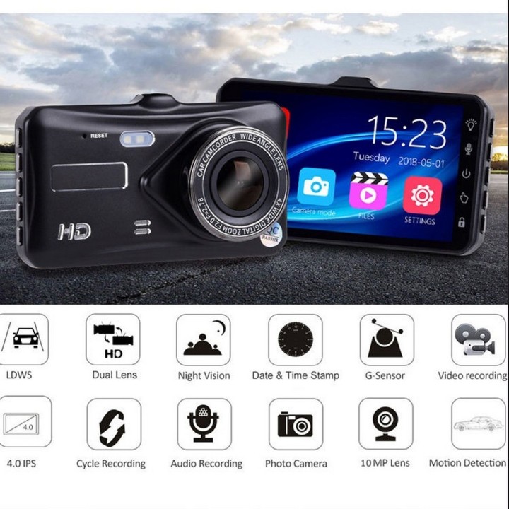 Camara Dual Carro Dvr Pantalla Camara Delantera Y Trasera
