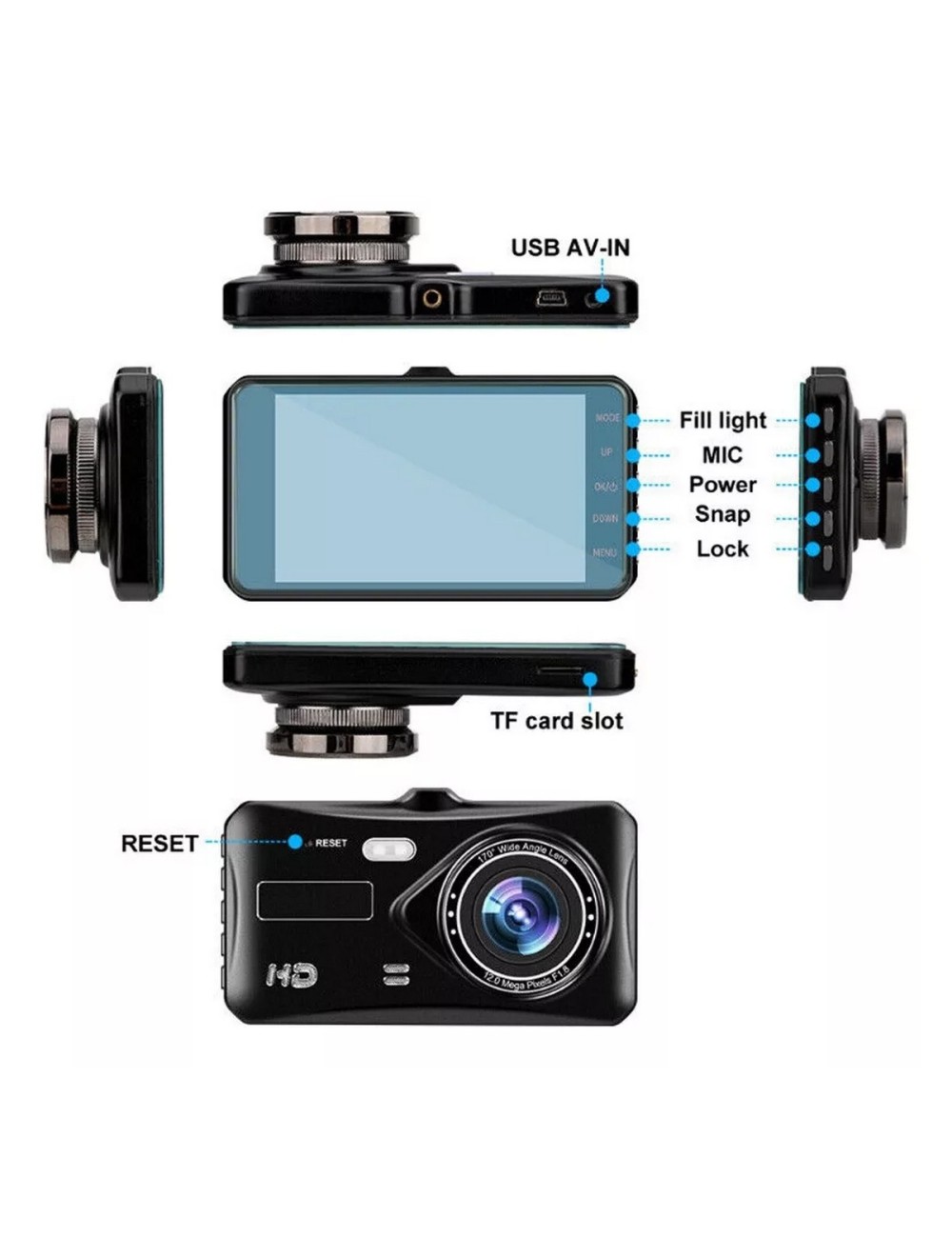 Camara Dual Carro Dvr Pantalla Camara Delantera Y Trasera