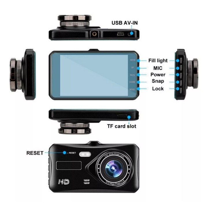 Camara Dual Carro Dvr Pantalla Camara Delantera Y Trasera