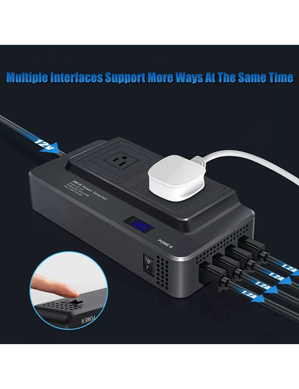 Inversor Convertidor Portátil Multitoma Carro Usb 200w 110v