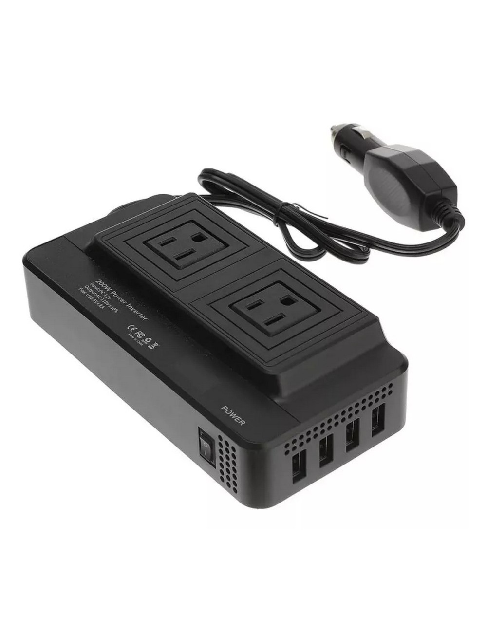Inversor Convertidor Portátil Multitoma Carro Usb 200w 110v