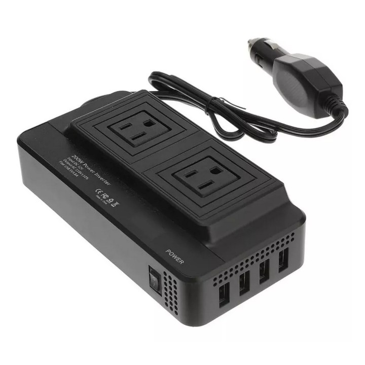 Inversor Convertidor Portátil Multitoma Carro Usb 200w 110v