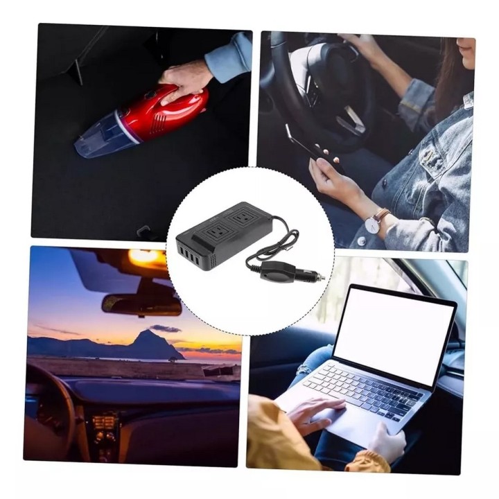 Inversor Convertidor Portátil Multitoma Carro Usb 200w 110v