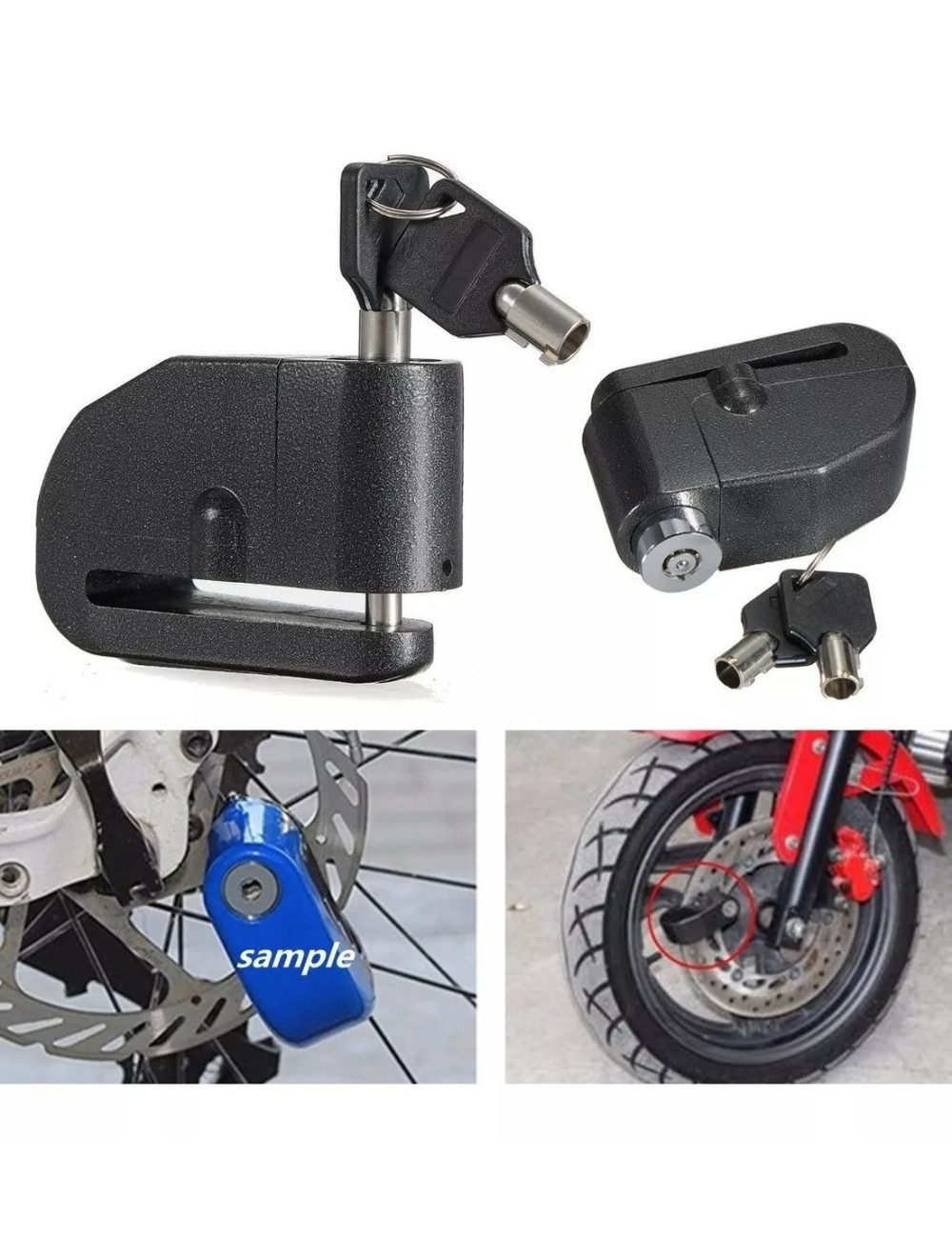 Candado-alarma Freno Disco Seguridad Para Motocicleta Y Bici