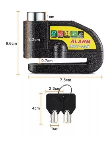 Candado-alarma Freno Disco Seguridad Para Motocicleta Y Bici