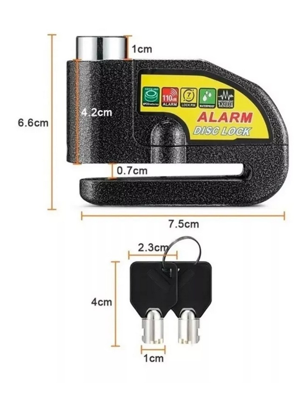 Candado-alarma Freno Disco Seguridad Para Motocicleta Y Bici