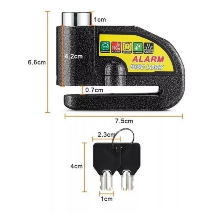 Candado-alarma Freno Disco Seguridad Para Motocicleta Y Bici
