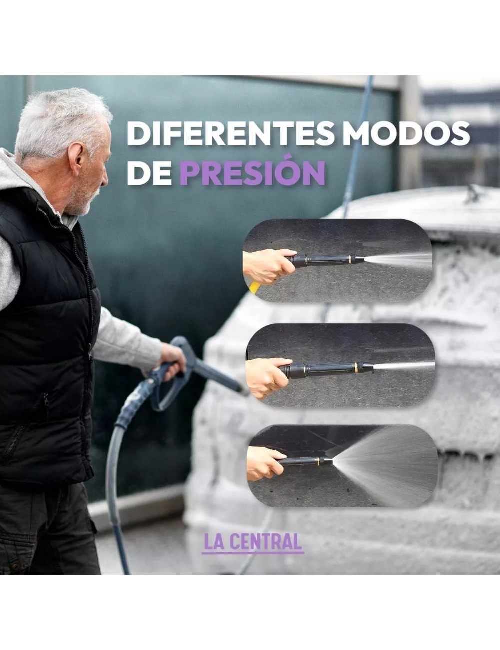 Pistola Boquilla Alta Presión Ajustable Ahorradora De Agua