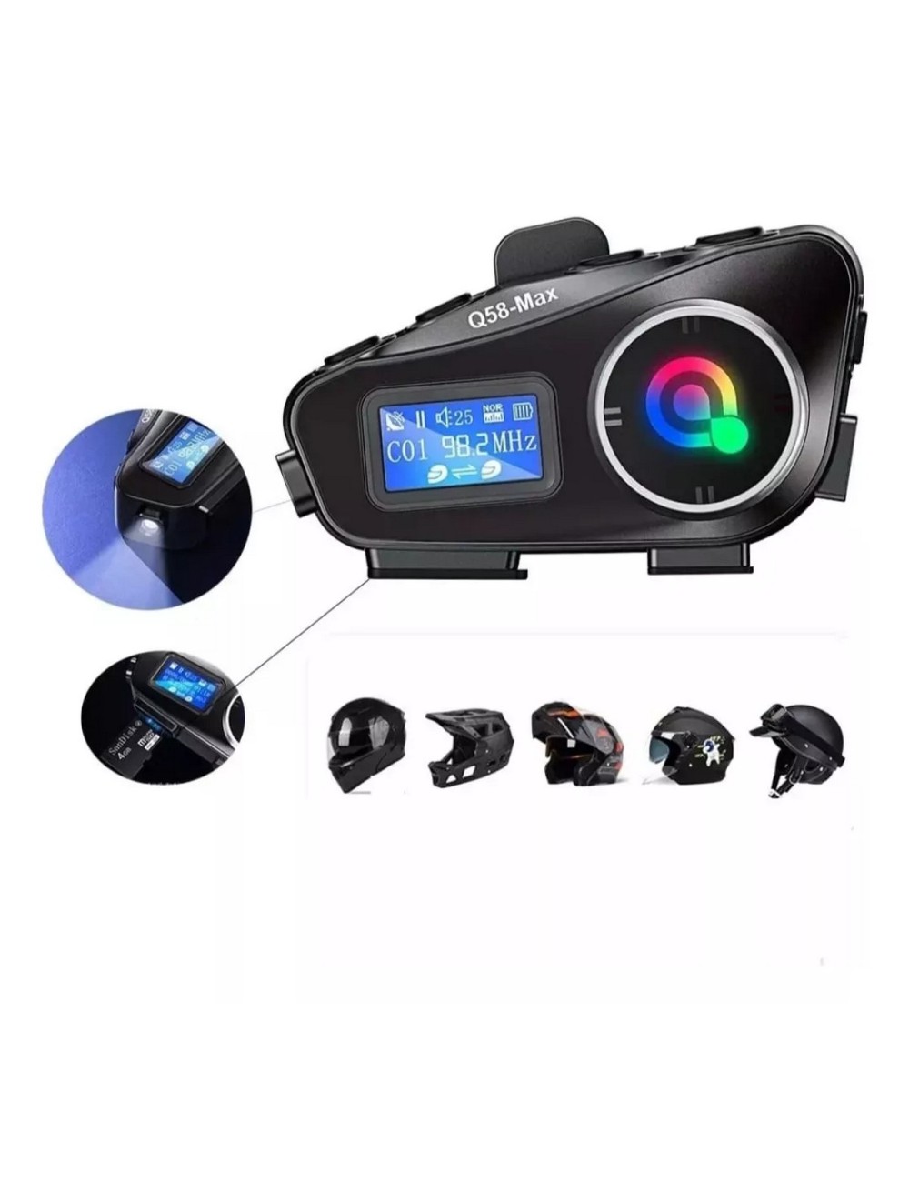 Intercomunicador Para Casco Moto Fm Bluetooth Q-58 Max