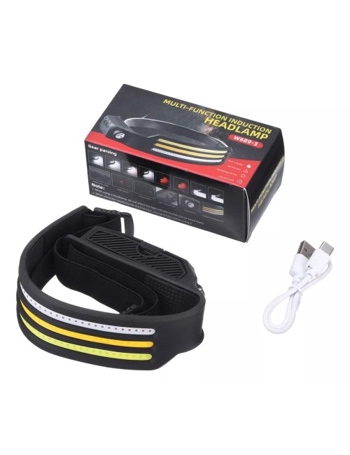 Linterna Frontal Led Cintillo Recargable 3 Colores De Luz