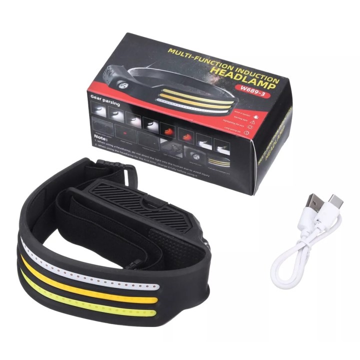 Linterna Frontal Led Cintillo Recargable 3 Colores De Luz