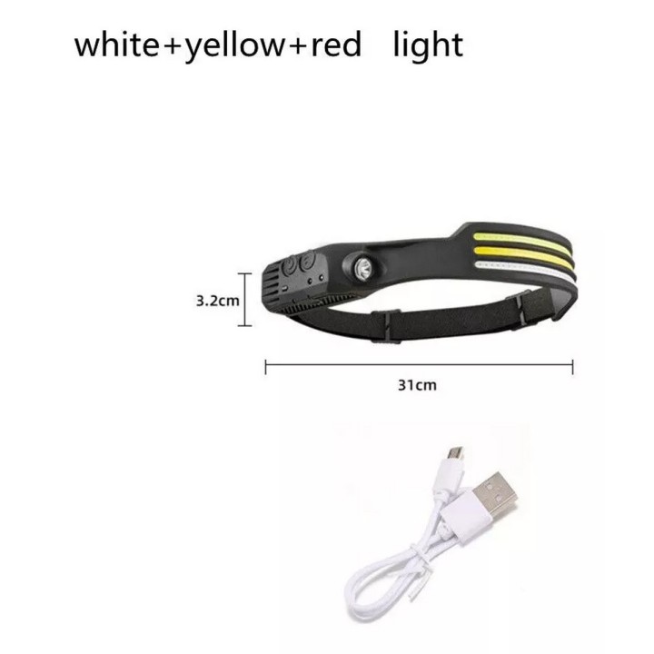 Linterna Frontal Led Cintillo Recargable 3 Colores De Luz