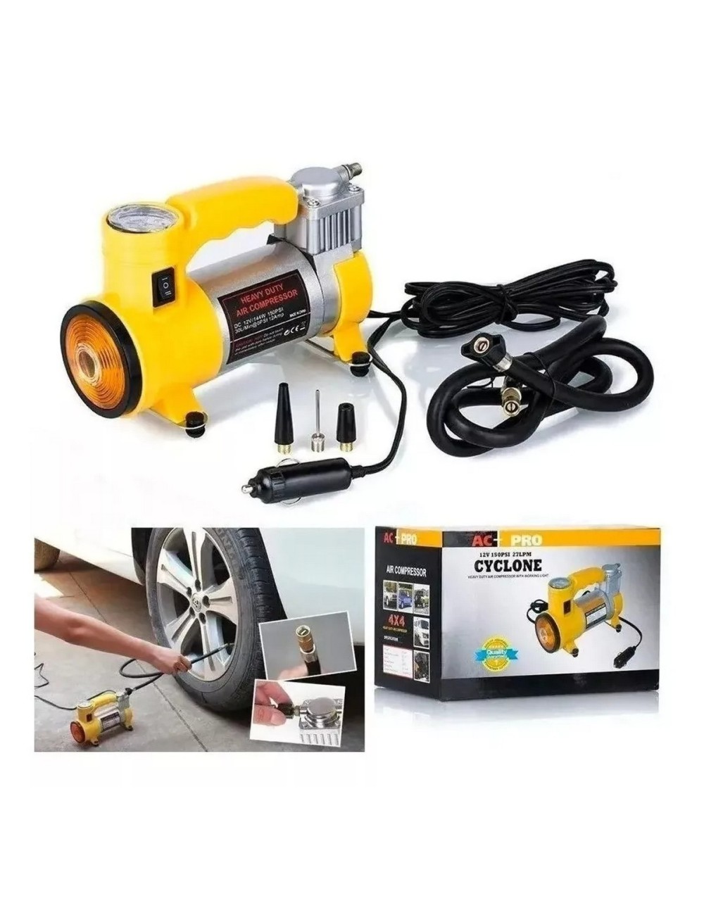 Compresor De Aire 12v Cyclone Ac-pro 150 Psi 35 Lpm Luz