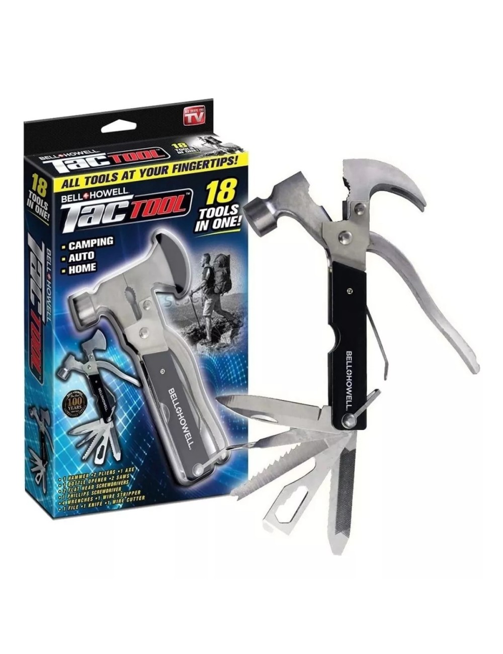 Martillo Herramienta Multifuncional 18 En 1 Hogar Camping