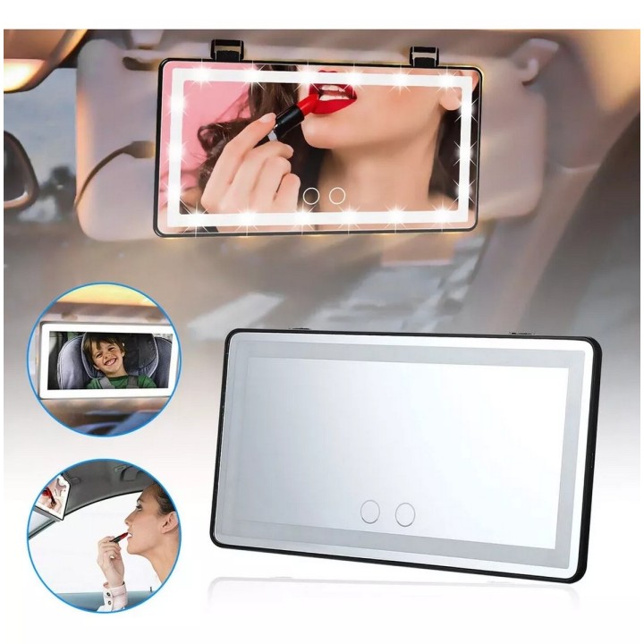 Espejo Tocador Luz Led Visera Automovil Copiloto Recargable