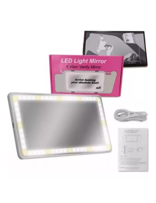 Espejo Tocador Luz Led Visera Automovil Copiloto Recargable
