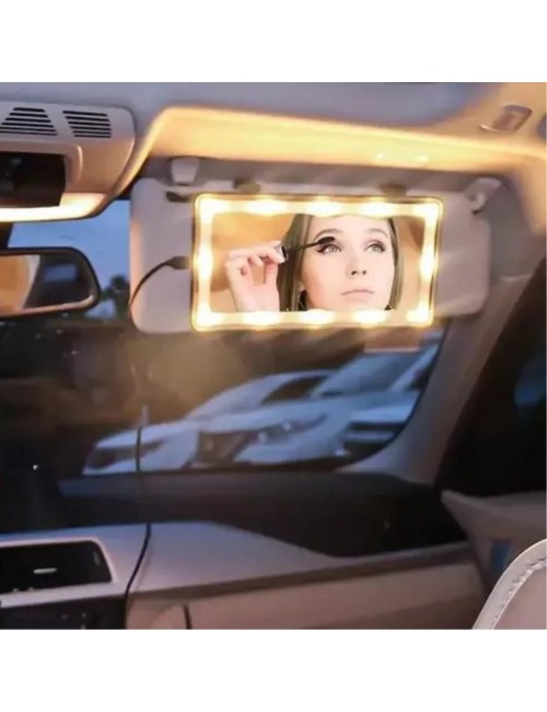 Espejo Tocador Luz Led Visera Automovil Copiloto Recargable