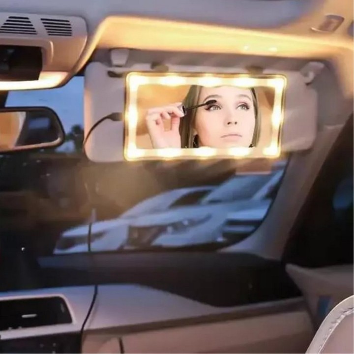 Espejo Tocador Luz Led Visera Automovil Copiloto Recargable