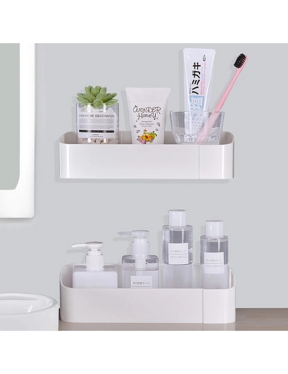 Soporte Rectangular Organizador Baño Pared Adhesivo