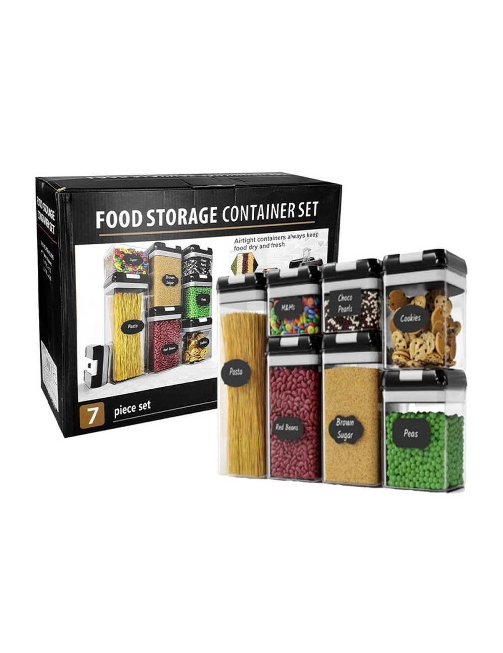 Kit De 7 Organizadores Herméticos De Cocina Para Alimentos