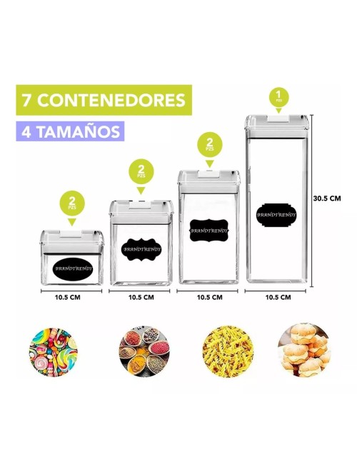 Kit De 7 Organizadores Herméticos De Cocina Para Alimentos