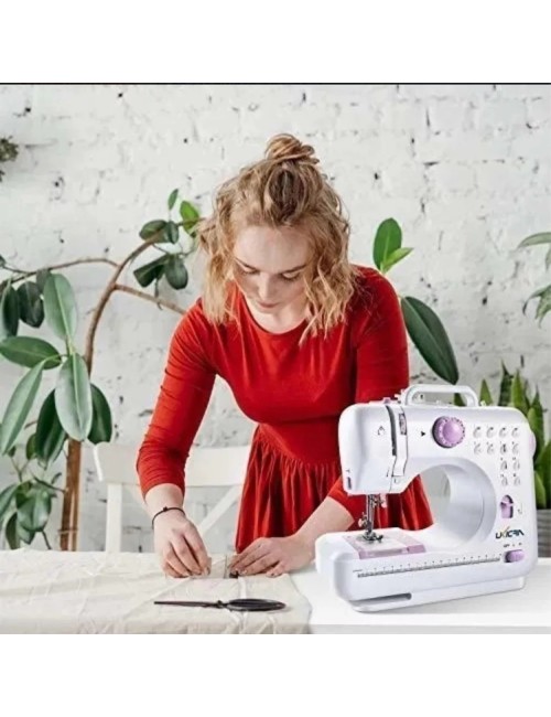 Maquina De Coser Mini Multifuncional Sm-505l Color Blanco