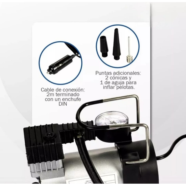 Mini Compresor Metalico Aire 12v Llantas Balones Colchones