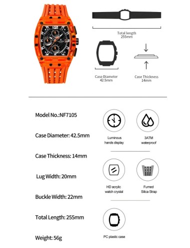 Reloj Naviforce Deportivo Nf7105 Goma Hombre + Estuche